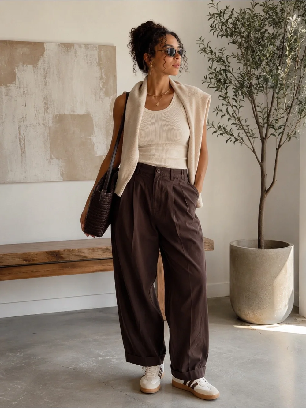 Free People Brown Cropped Pants Size 2 NWT